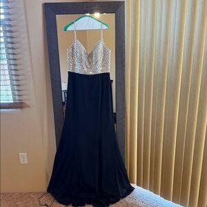 Elegant Black and Silver Evening Gown